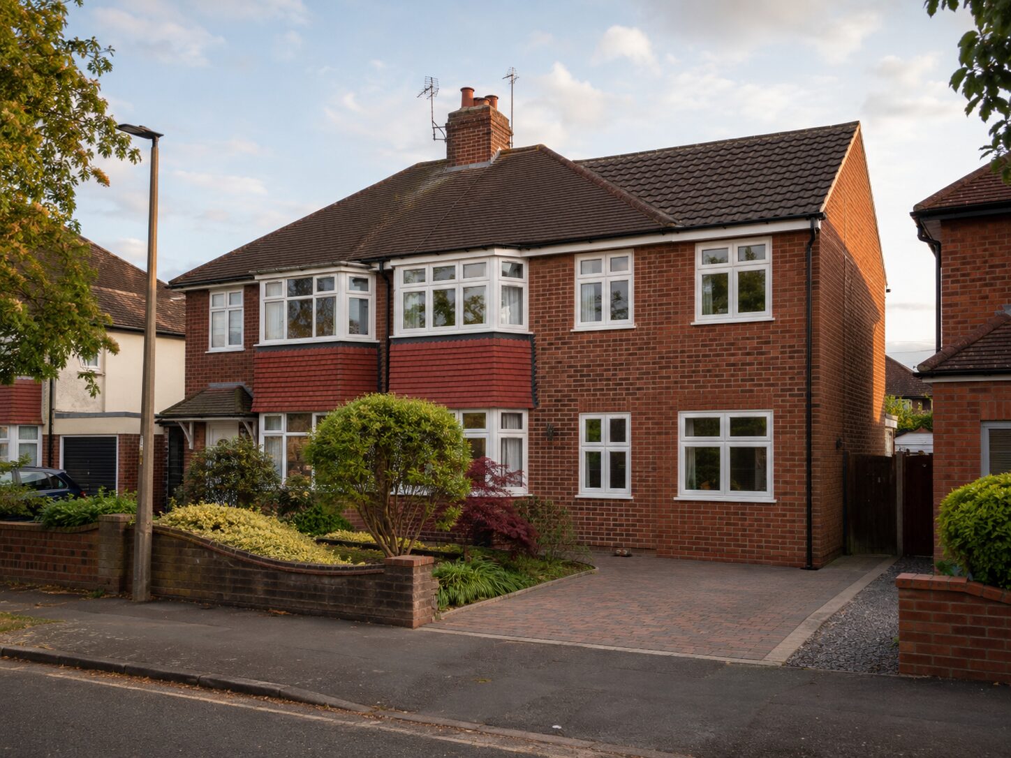 Double storey side extension in matching brick on a semi-detached house in Nottingham